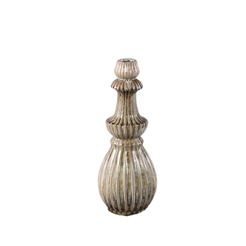 Vase – Cream-colored surface, Round shape, Ribbed structure, Stoneware, S – Myrtle | PTMD