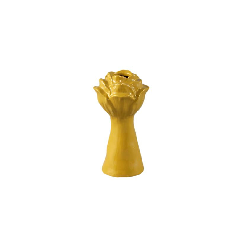 Vase – Ceramic Material, Floral Design, Yellow Color, S – Minerva | PTMD