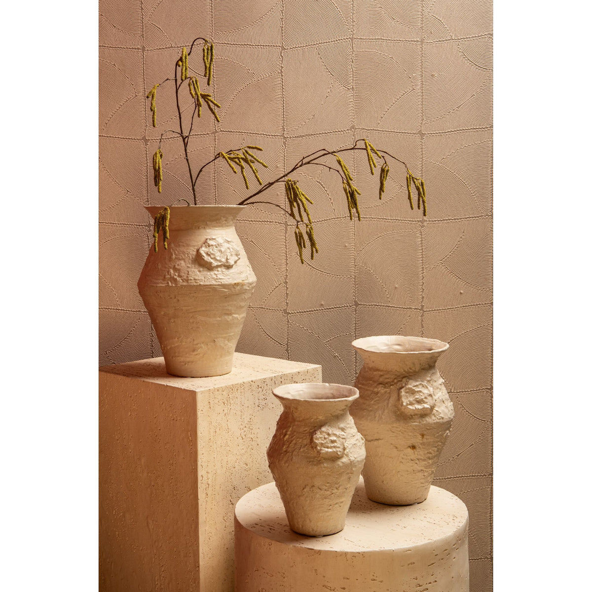 Jug – Beige Surface, Round Shape, Rough Texture, Ceramic, L – Leandra | PTMD