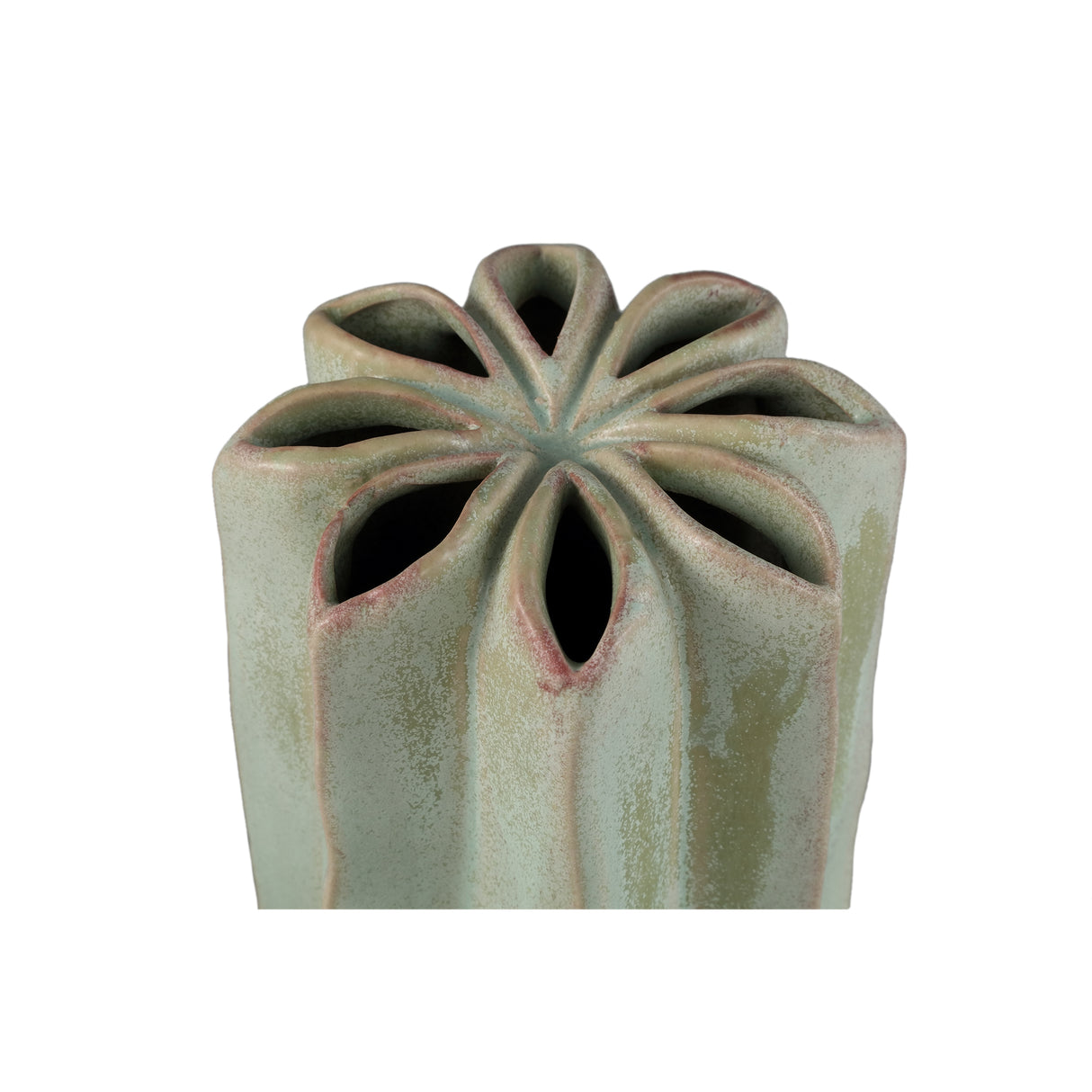 Vase – Runde Form, Keramik Material, Mehrloch Design, Grün, L – Marte | PTMD