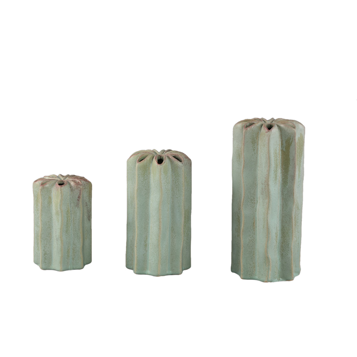 Vase – Runde Form, Keramik Material, Mehrloch Design, Grün, L – Marte | PTMD