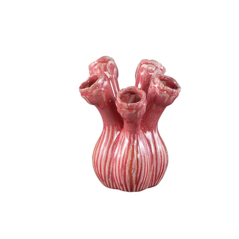 Vase - Flower Shape Design, Ceramic Material, Pink Color, M - Annmarie | PTMD