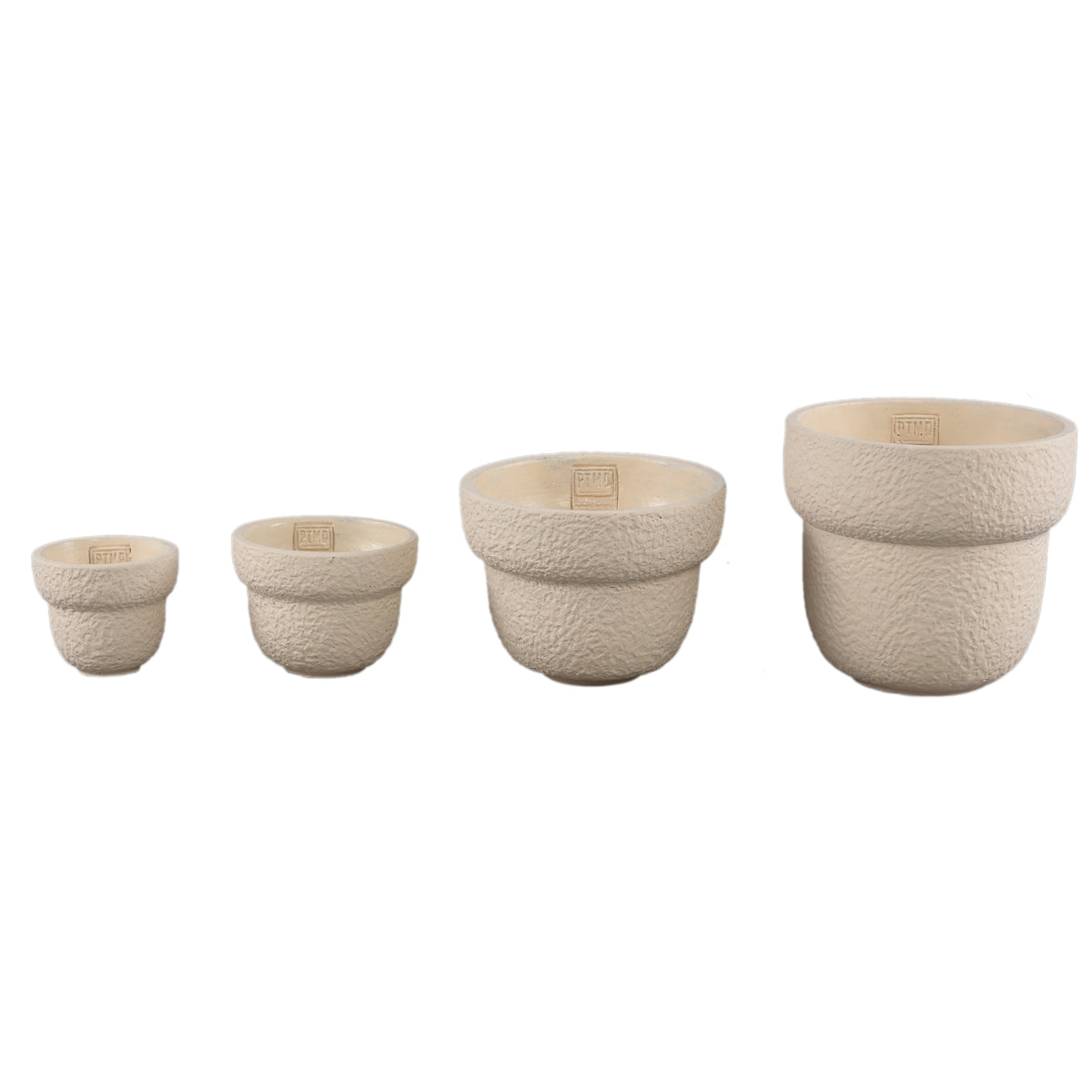Blumentopf – Runde Form, Raue Oberfläche, Creme Farbe, XS – Hillie | PTMD