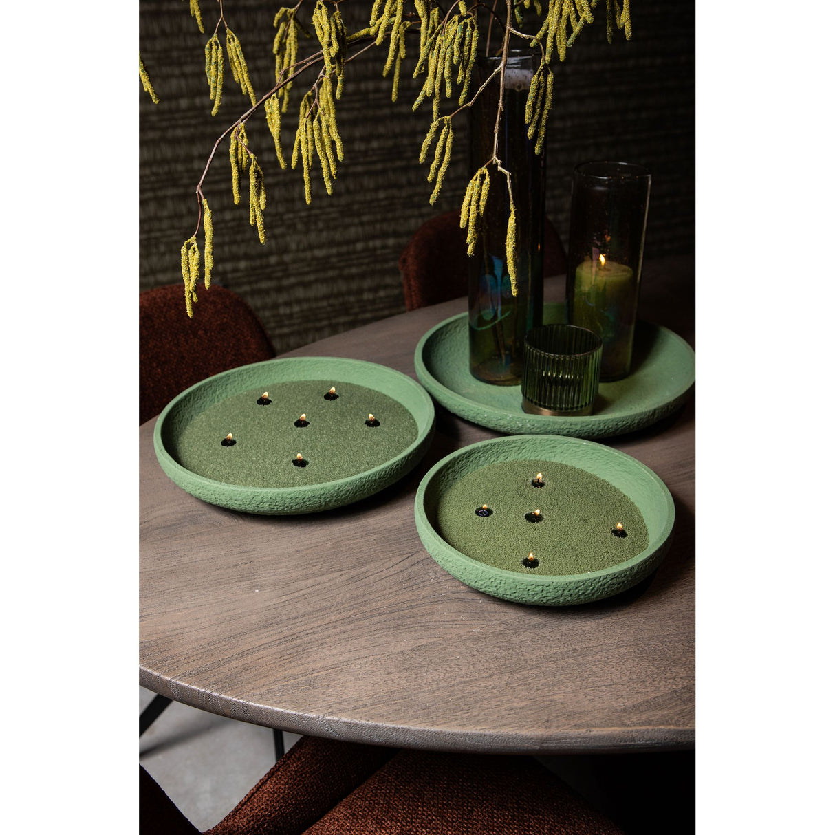 Bowl - Round Cement, Rough Surface, Green, S – Hillie | PTMD