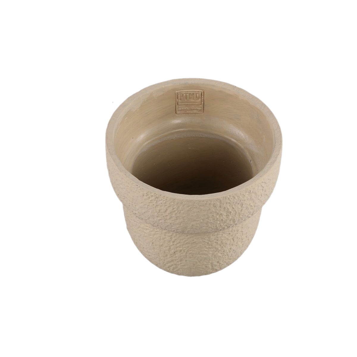 Flowerpot - Round cement, rough surface, sand colored, L - Hillie | PTMD