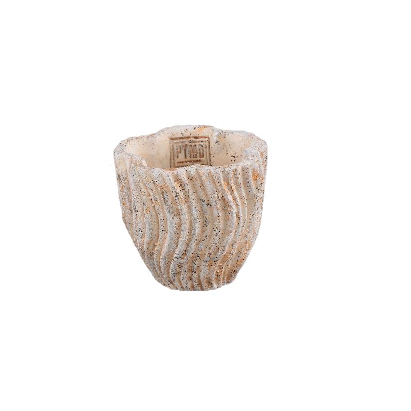 Flower pot - Round cement, wave pattern, light pink, XS – Robbie | PTMD