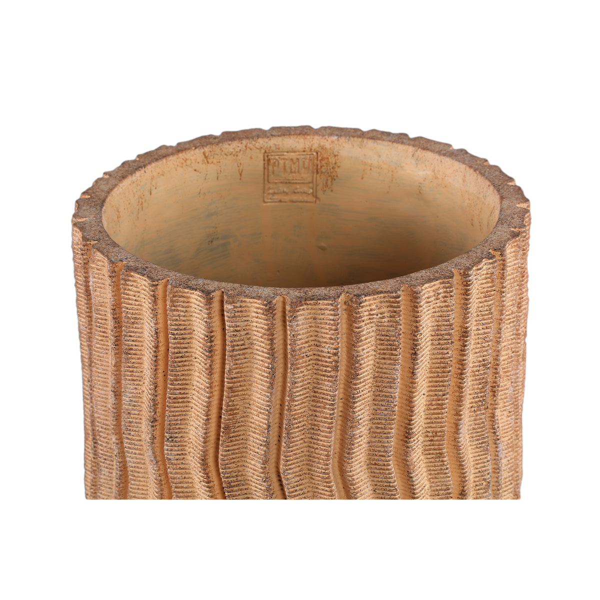 Flowerpot - Tall Round Cement, Grooved Pattern, Light Brown, L – Zanaya | PTMD