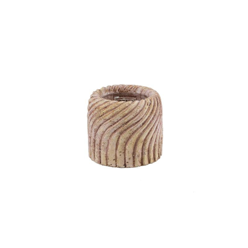 Topf - Runder Zement, Wellenlinienmuster, Beige, XS – Tiera | PTMD