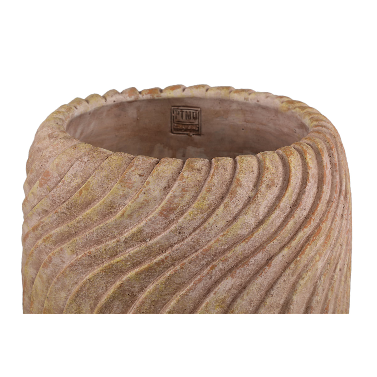 Flowerpot - Round Cement, Wavy Line Pattern, Beige, XL – Tiera | PTMD