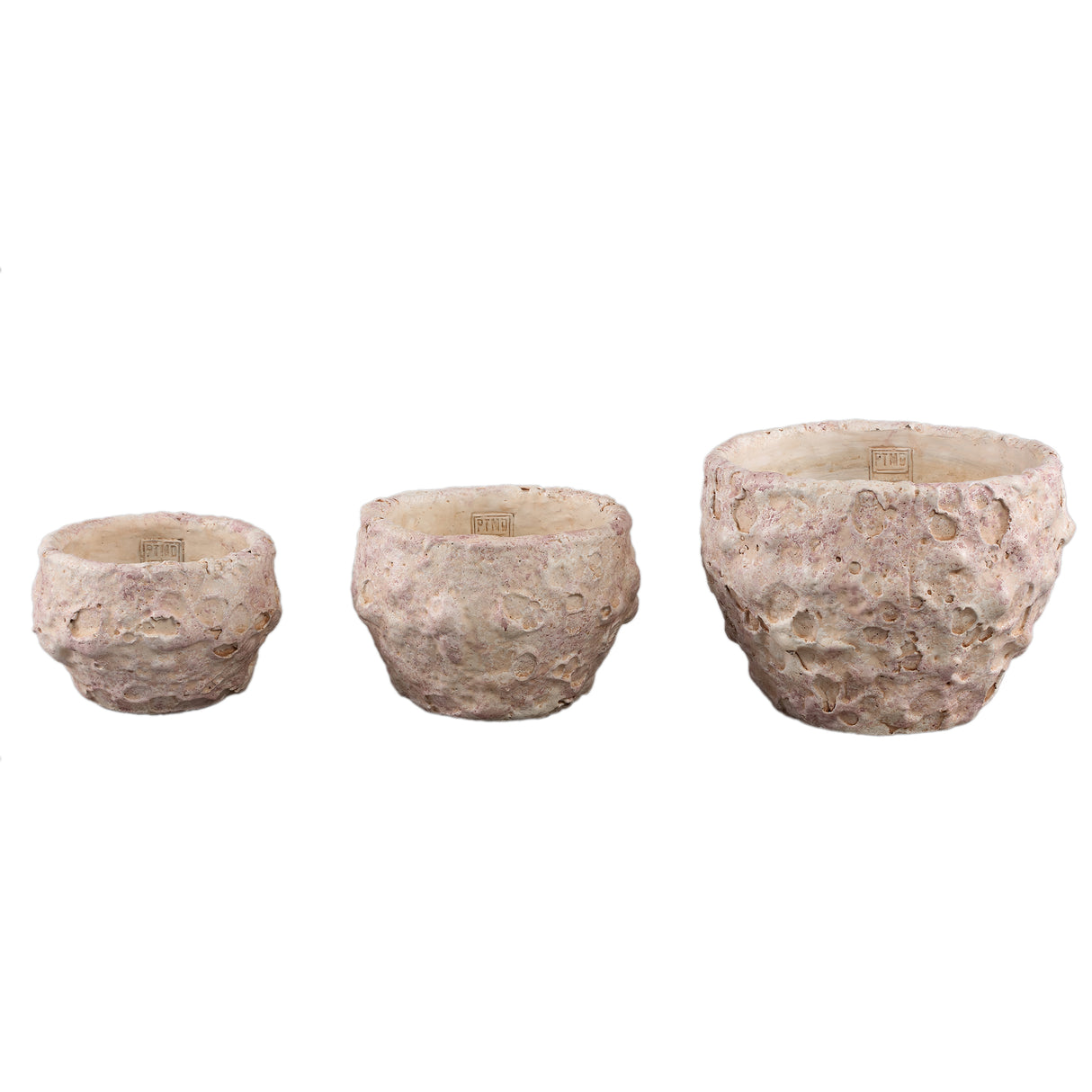 Blumentopf - Runder Zement, Raue Oberfläche, Hellrosa,Hoch, L – Romas | PTMD