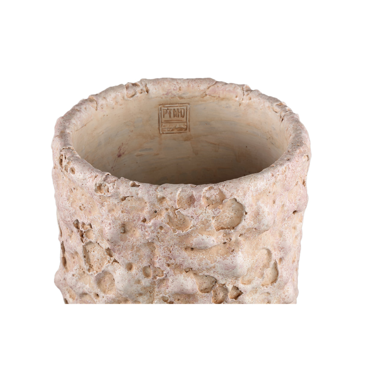 Blumentopf - Runder Zement, Raue Oberfläche, Hellrosa,Hoch, L – Romas | PTMD