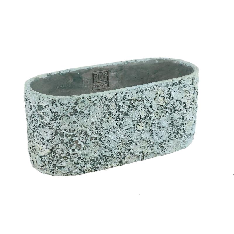 Topf – Raue Oberfläche, Zement Material, Ovale Form, S - Darrel | PTMD