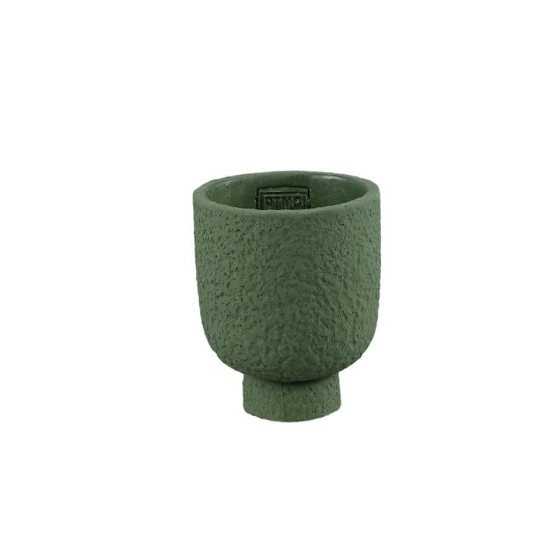 Blumentopf - Runder Zement, Raue Oberfläche, Grün, XS – Monder | PTMD