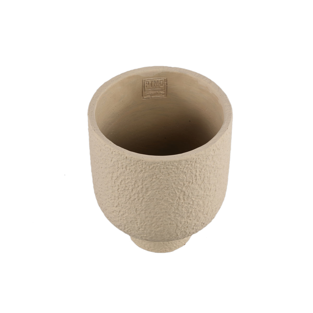 Blumentopf - Runder Zement, Raue Oberfläche, Sandfarben, L – Monder | PTMD
