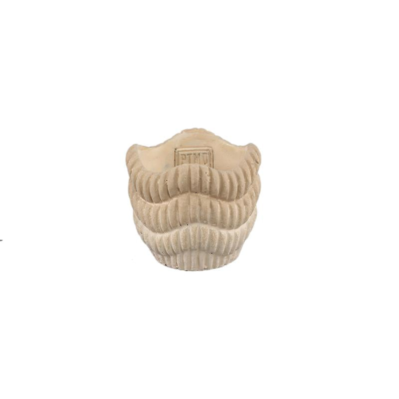 Flowerpot - Round Cement, Grooved Pattern, Wavy Line Pattern, Cream, XS – Kiera | PTMD