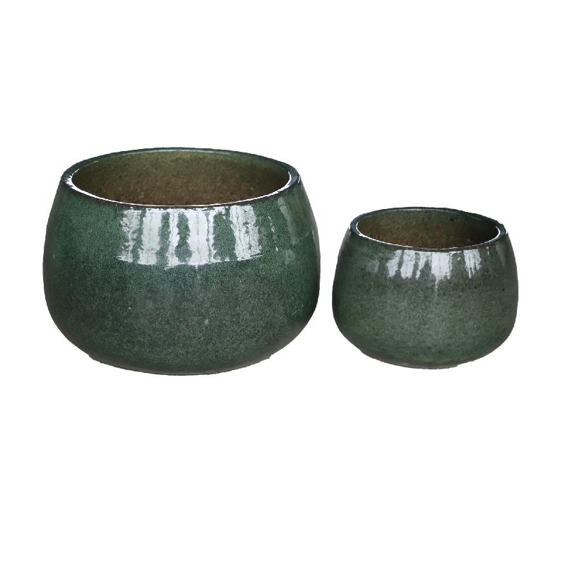 Pot - Ceramic Material, Glazed Surface, Green Color - Coraline | PTMD