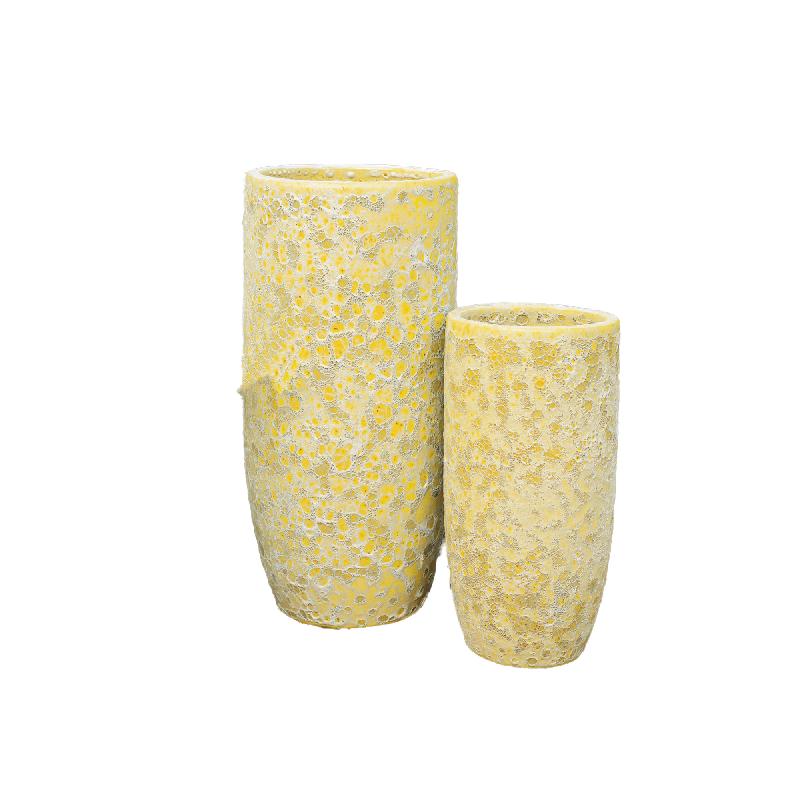 Pot – Ceramic Material, Round Shape, Yellow Surface – Dezzel | PTMD