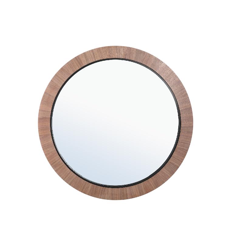 Spiegel – Holzfurnier, Runde Form, Kompaktes Design, Natur, L – Tiess | PTMD