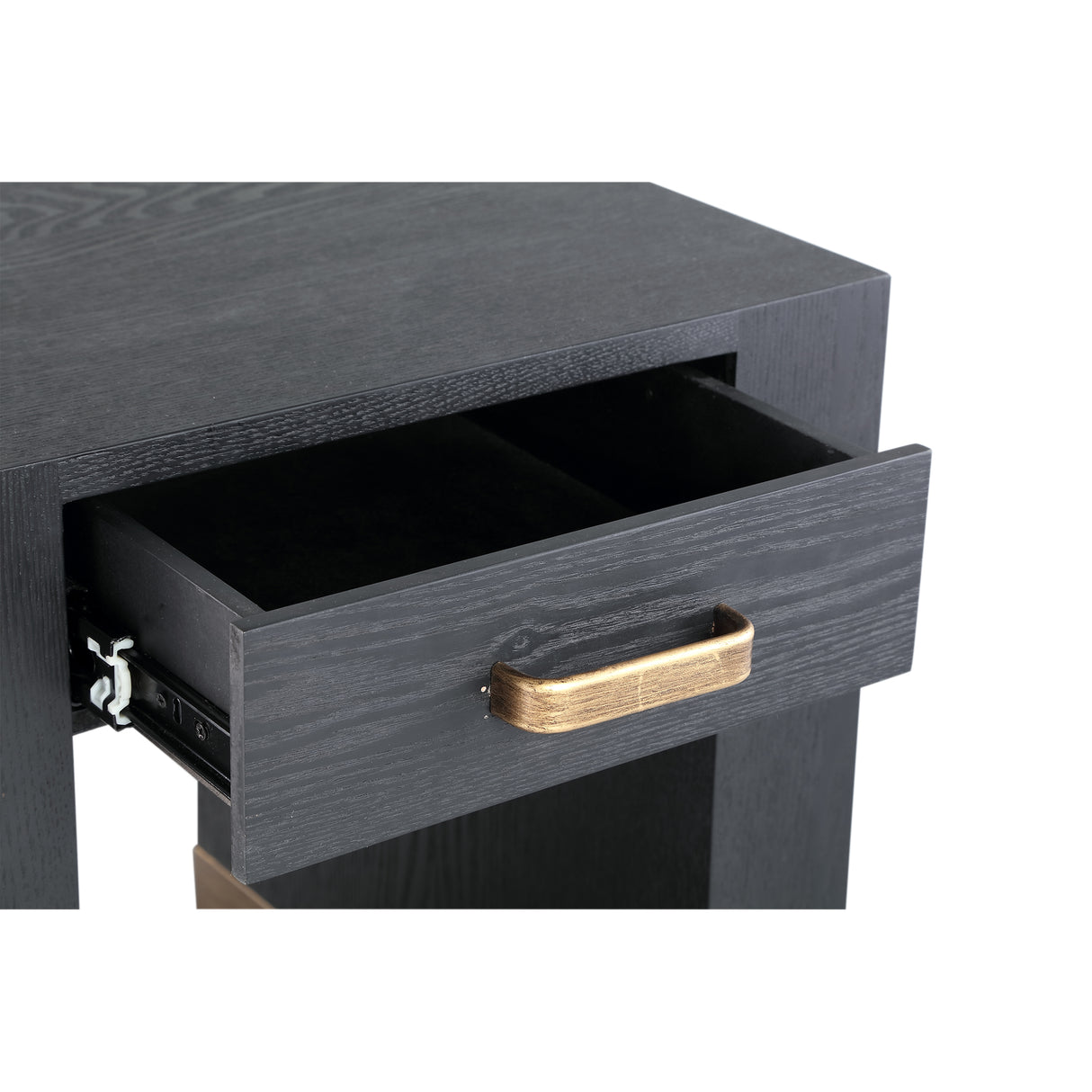 Side Table – Wood Veneer, Metal, Square, Brown – Tiess | PTMD