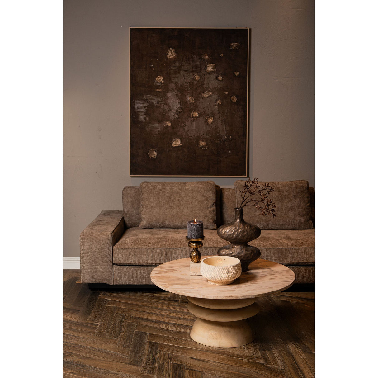 Couchtisch – Mangoholz, Marmorplatte, Stabiles Gestell, Natur – Callain | PTMD