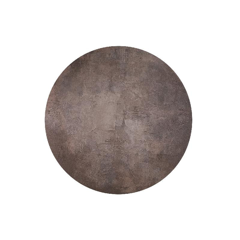 Wandpaneel aus Polyester-Canvas mit MDF-Rahmen, runder Form und rauer Struktur, Braun-Finish, L – Kemp | PTMD
