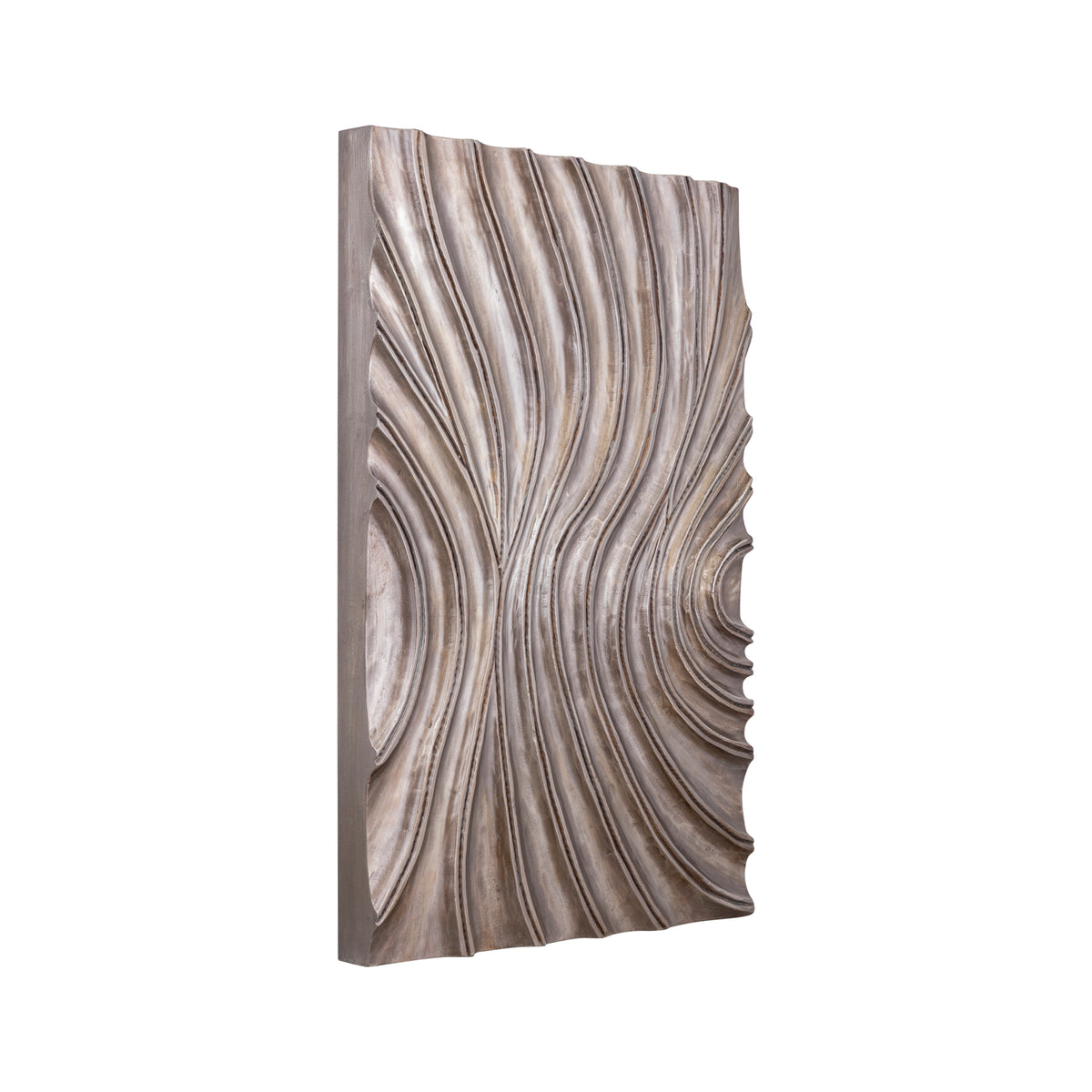 Wandpaneel aus MDF in Dunkelbraun mit glänzendem Finish, Wellenstruktur, rechteckiger Form, S – Reddie | PTMD