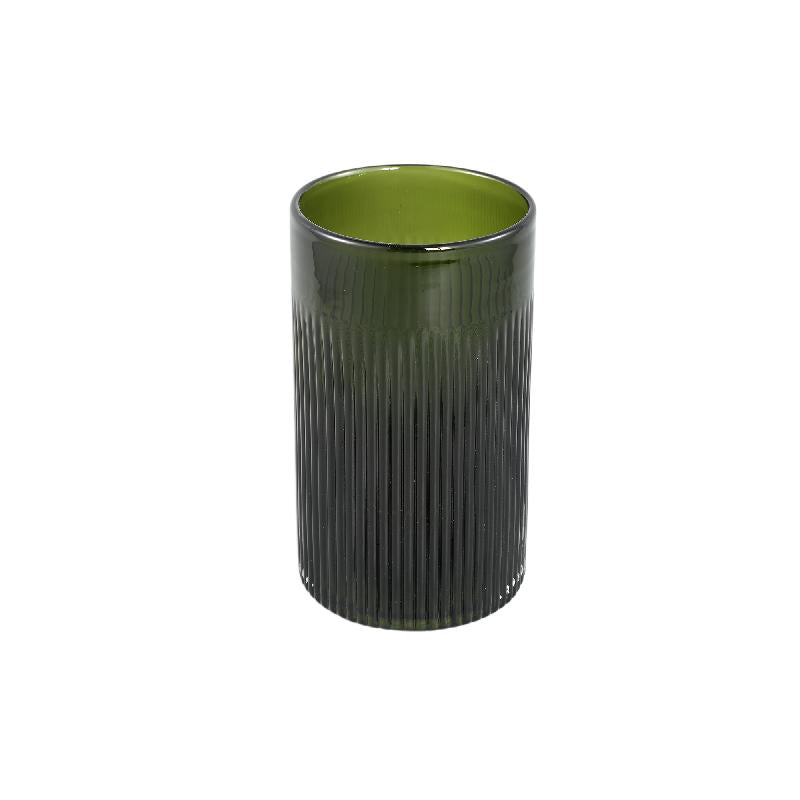 Vase - Olive Glass, Round Shape, Wide Opening, S - Alphaba | PTMD