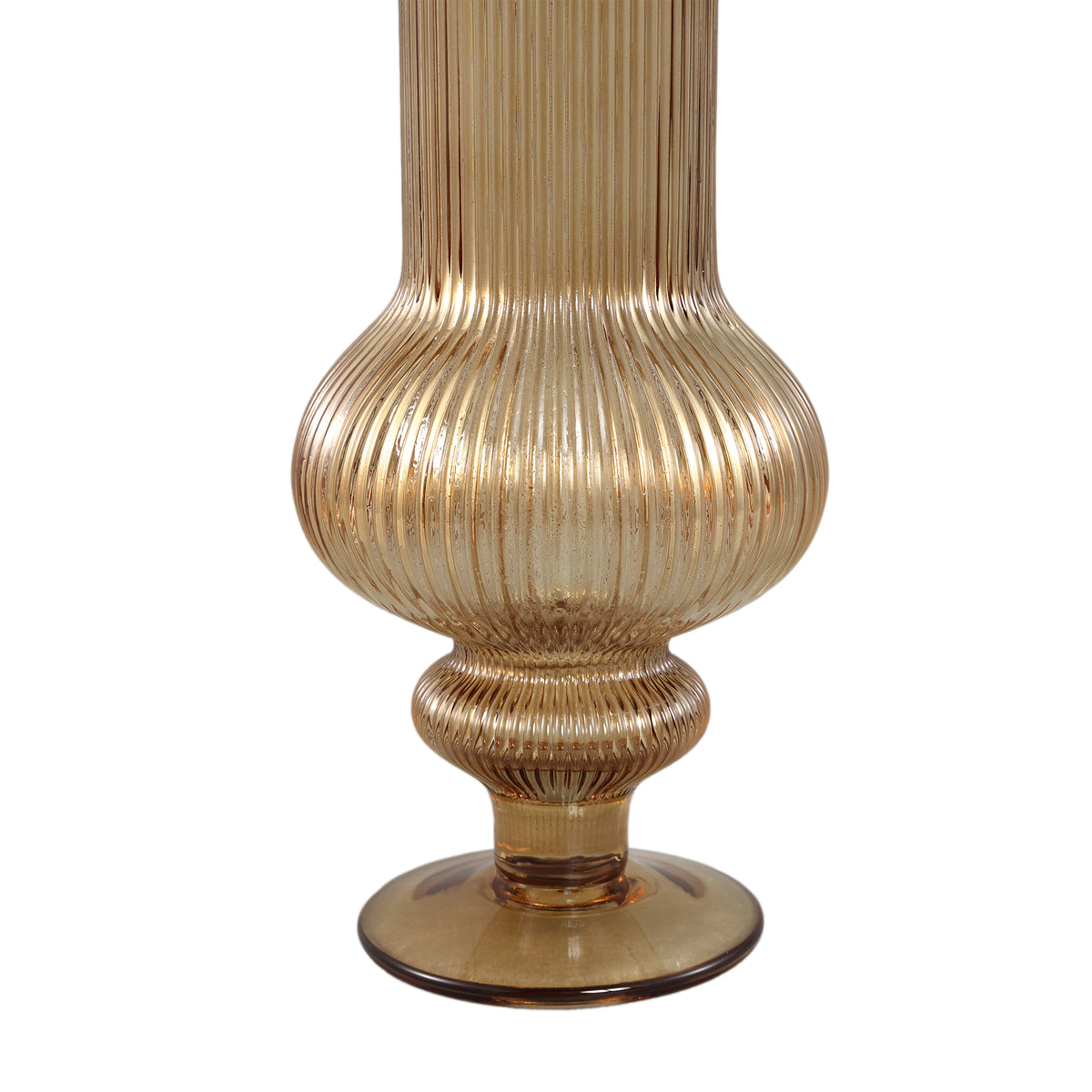 Vase – Amber Glass, Ribbed Surface, Round Shape, S – Keala | PTMD
