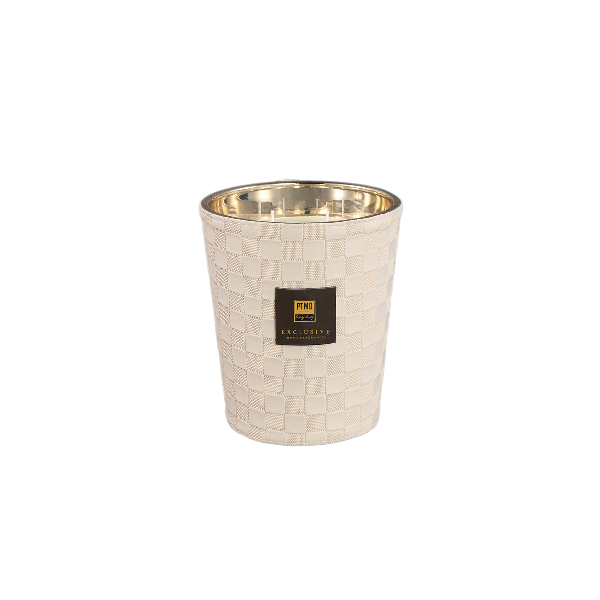 Kerze aus Glas mit Lederdetail & handveredeltem Finish (900 g) – Clean Linen | PTMD - Esszett Luxury | Stilvolles Wohnen mit Charakter