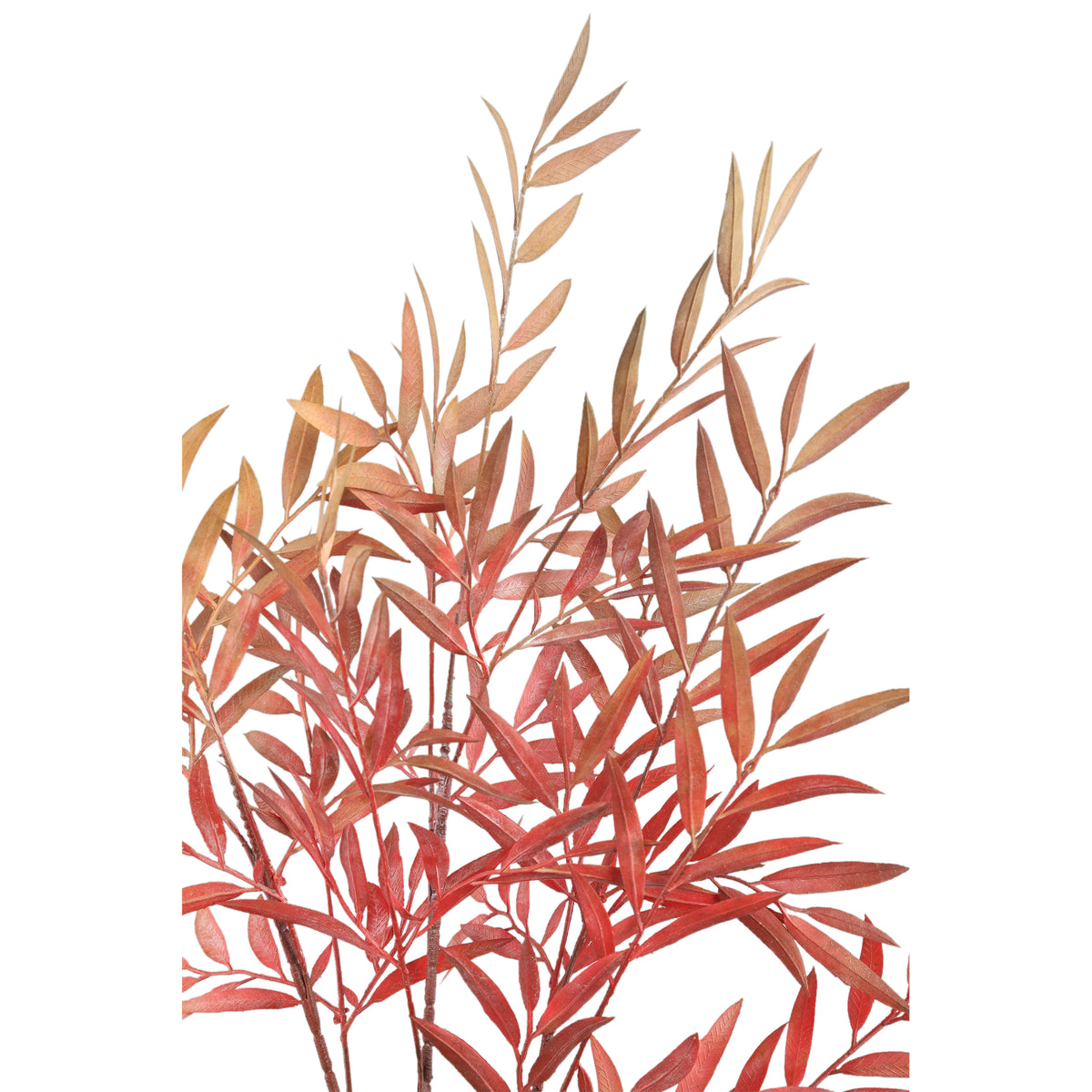 kunstpflanze – Grün-Orangefarbener Myrica-Gagel-Blattzweig aus PE-Kunststoff, M | PTMD