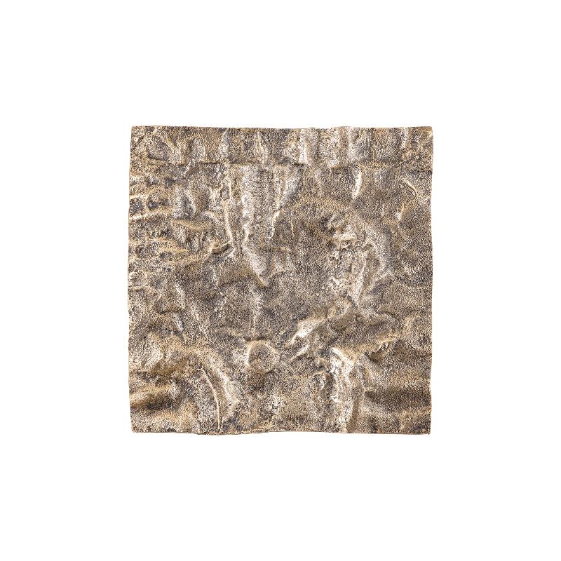 Wandpaneel aus gegossenem Aluminium in Goldoptik mit rauer Oberfläche, quadratischer Form, L – Eogan | PTMD