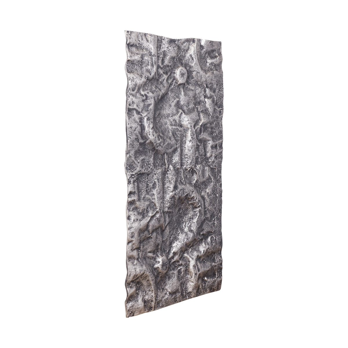 Wandpaneel aus gegossenem Aluminium in Gunmetal-Optik mit rauer Oberfläche, rechteckiger Form, L – Eogan | PTMD