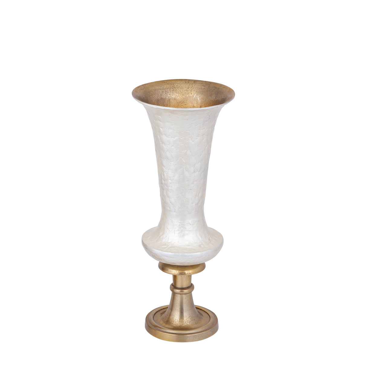 Vase - Aluminiumguss, Luxus-Emaille-Finish, rund, Weiß, S – Lysse | PTMD