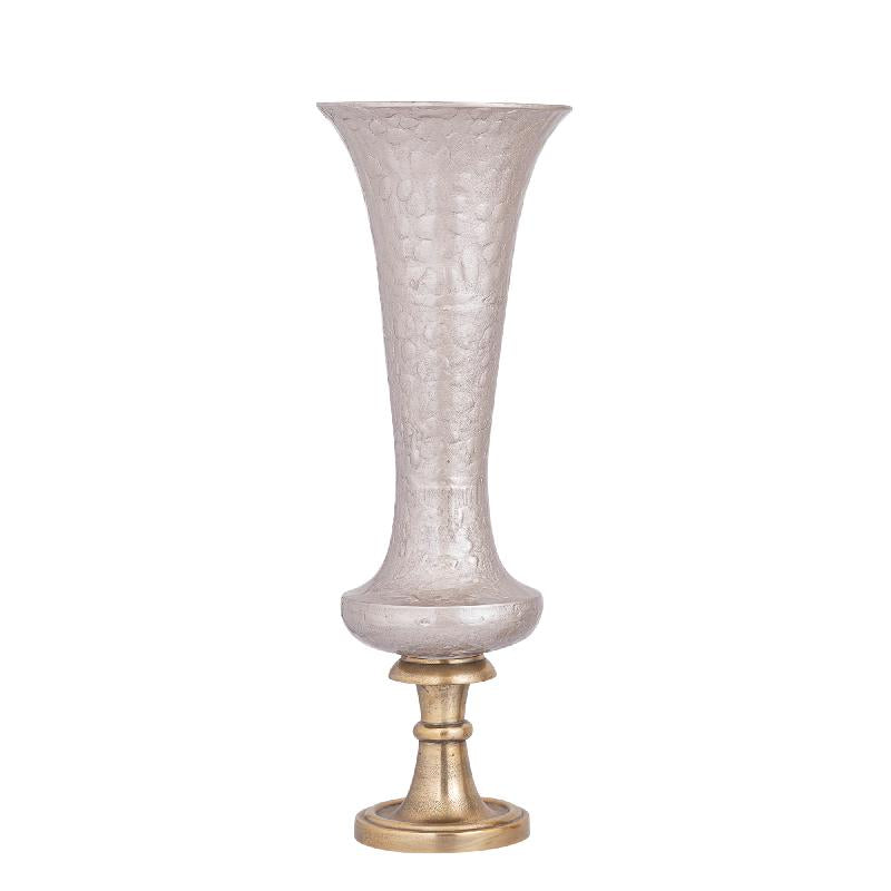 Vase - Aluminiumguss, Luxus-Emaille-Finish, rund, Champagner, L – Lysse | PTMD