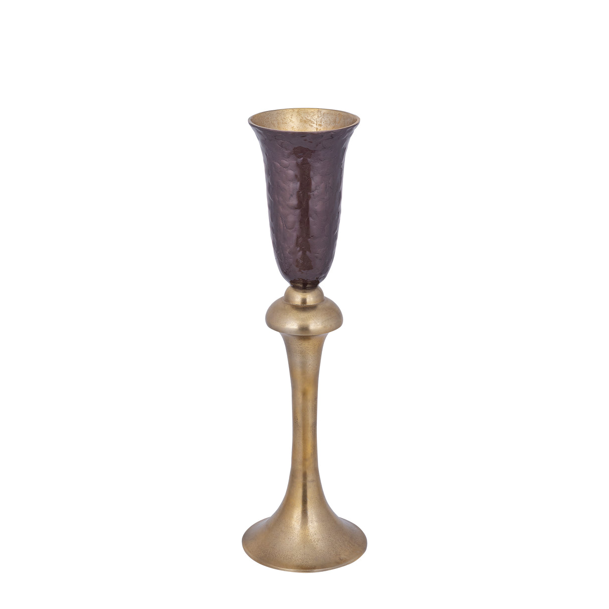 Vase - Cast aluminum, enamel finish, goblet shape, handmade, dark brown, S – Lysse | PTMD
