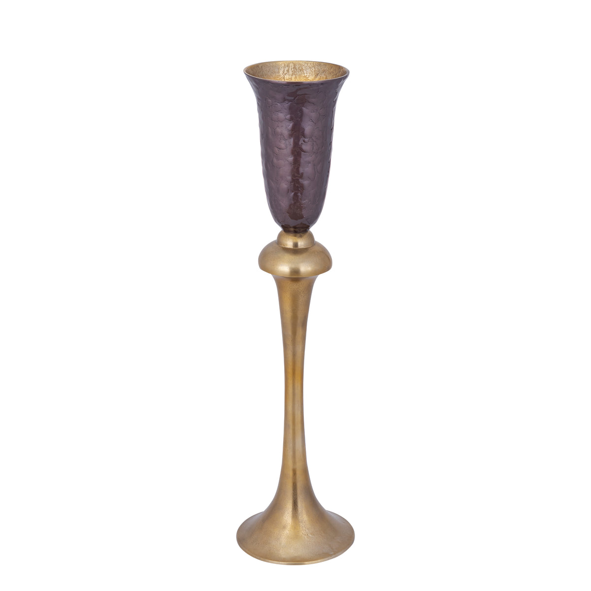 Vase - Aluminiumguss, Luxus-Emaille-Finish, Pokalform, Dunkelbraun, L – Lysse | PTMD