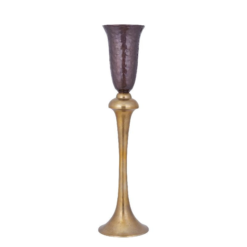 Vase - Aluminiumguss, Luxus-Emaille-Finish, Pokalform, Dunkelbraun, L – Lysse | PTMD