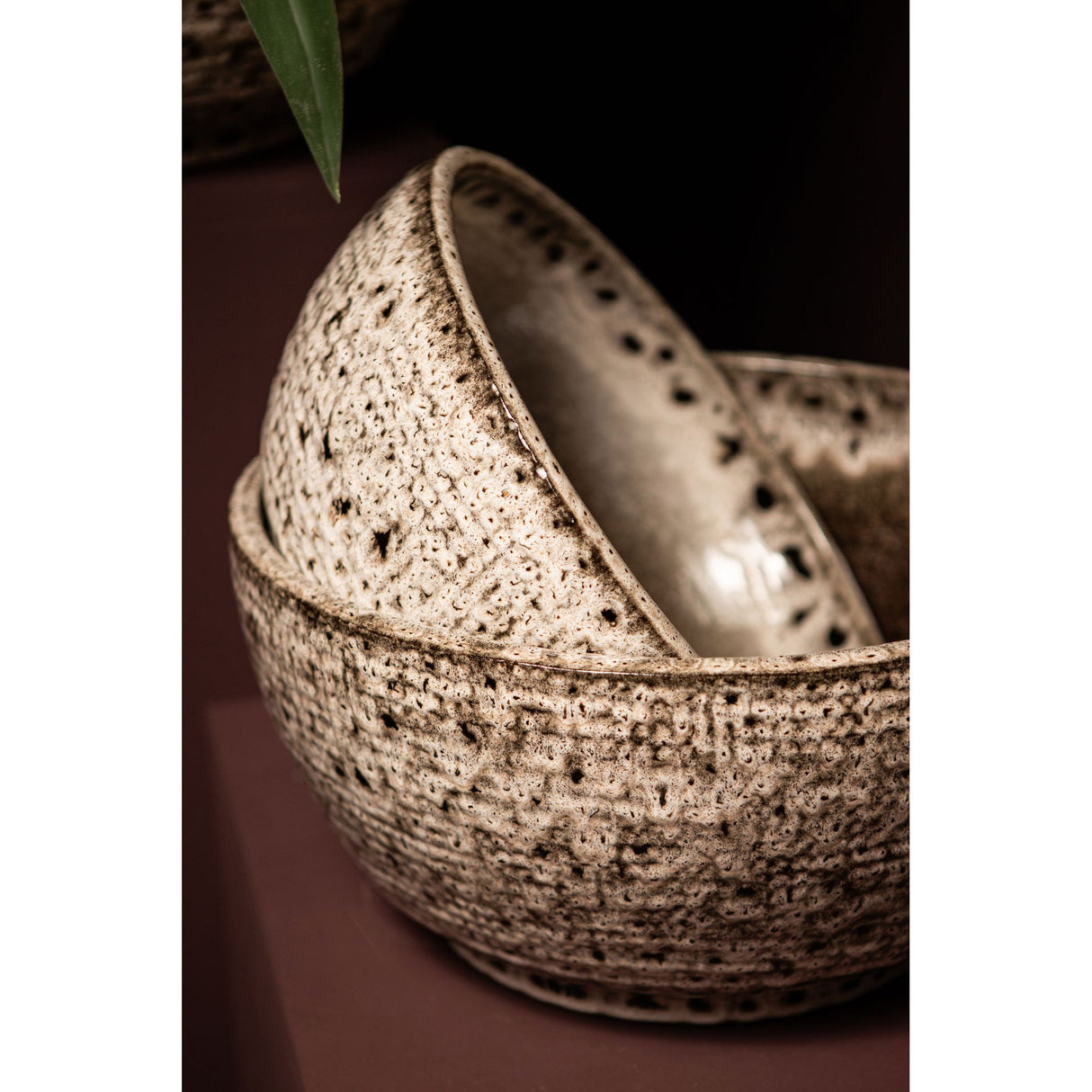 Bowl - White Surface, Round Shape, Gray Pattern, Ceramic, L - Elana | PTMD
