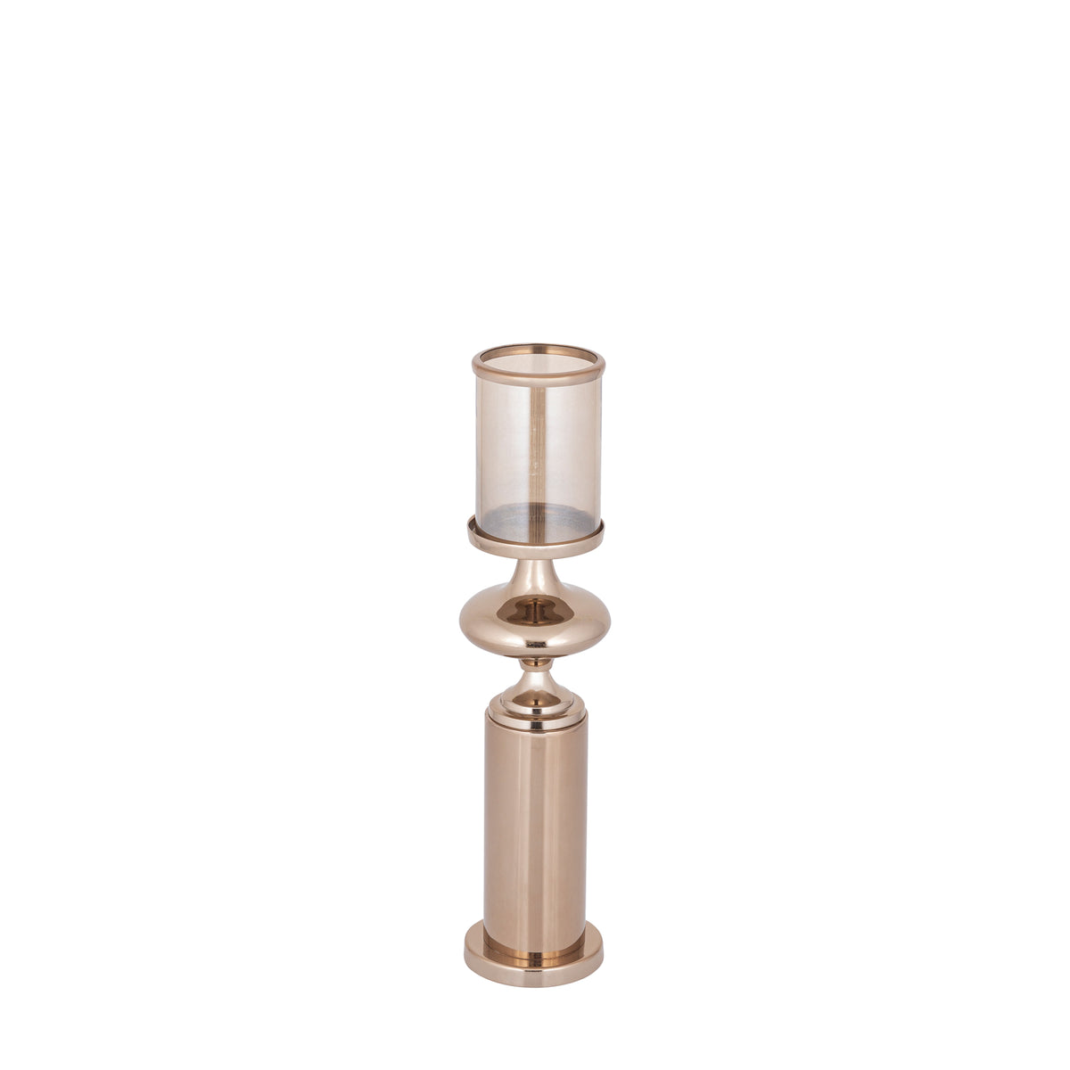 Windlicht – Edelstahl Rahmen, Glas Zylinder, Bronze Farbgebung, M – Rodire | PTMD