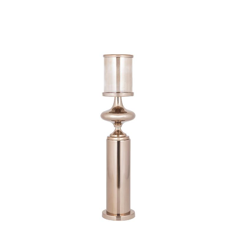 Windlicht – Edelstahl Rahmen, Glas Zylinder, Bronze Farbgebung, L – Rodire | PTMD