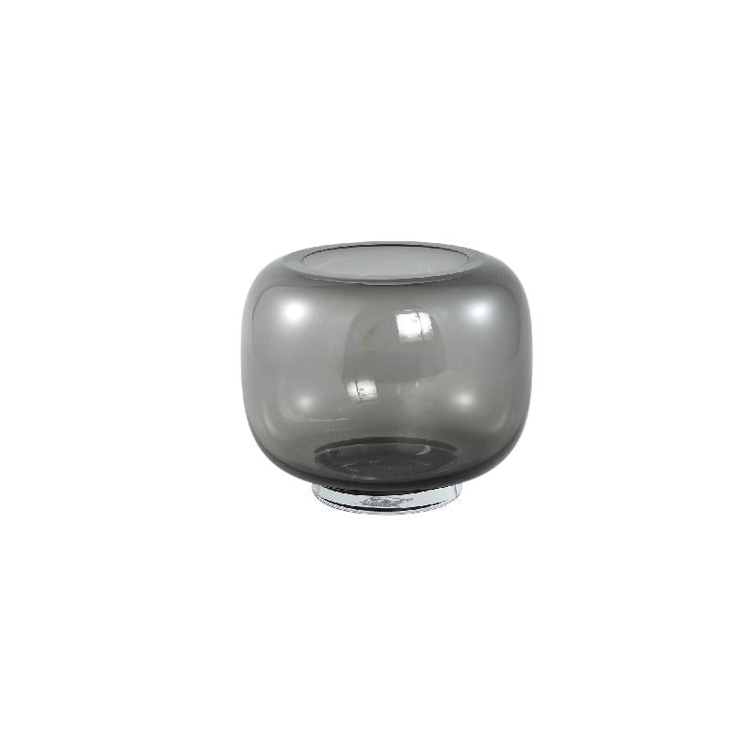 Vase – Dark Grey Glass, Round Shape, With Base, Solid Glass, S – Mexx | PTMD