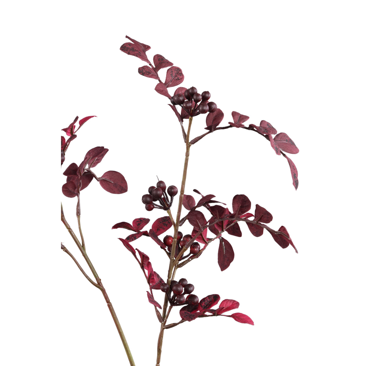 kunstpflanze – Rotes Blatt- & Beeren-Spray aus Polyestergewebe, Eisenmetall & PE-Kunststoff | PTMD
