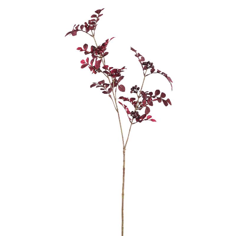 kunstpflanze – Rotes Blatt- & Beeren-Spray aus Polyestergewebe, Eisenmetall & PE-Kunststoff | PTMD