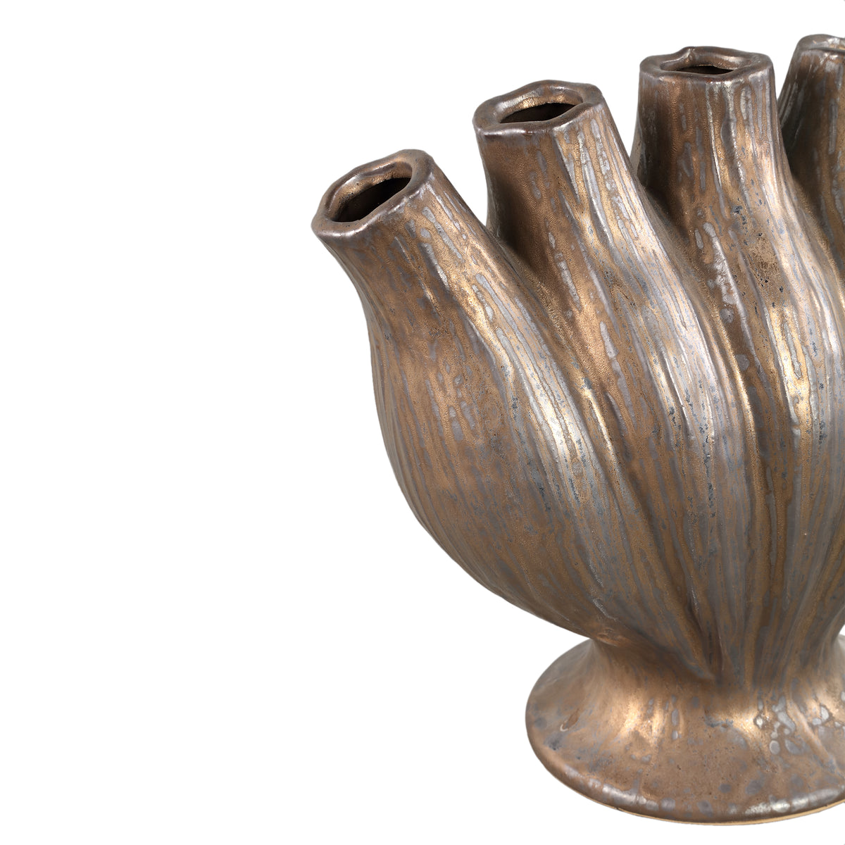 Vase - Tube Design, Bronze Color, Ceramic Material, L - Gylian | PTMD