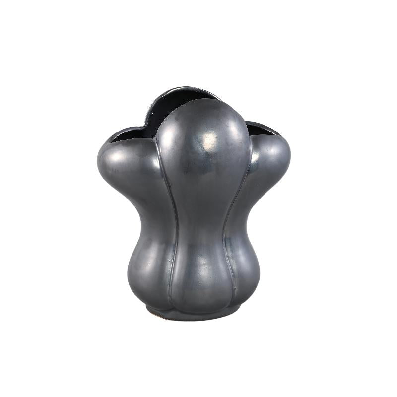 Vase – black color design, French lily motif, ceramic surface, L – Mellie | PTMD