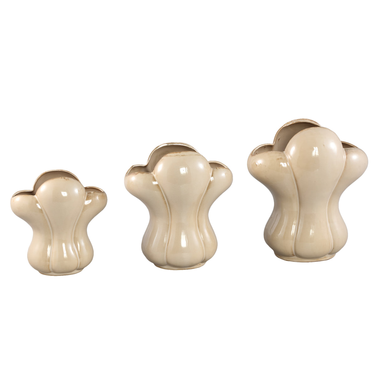 Vase - cream design, French lily motif, ceramic surface, S - Mellie | PTMD