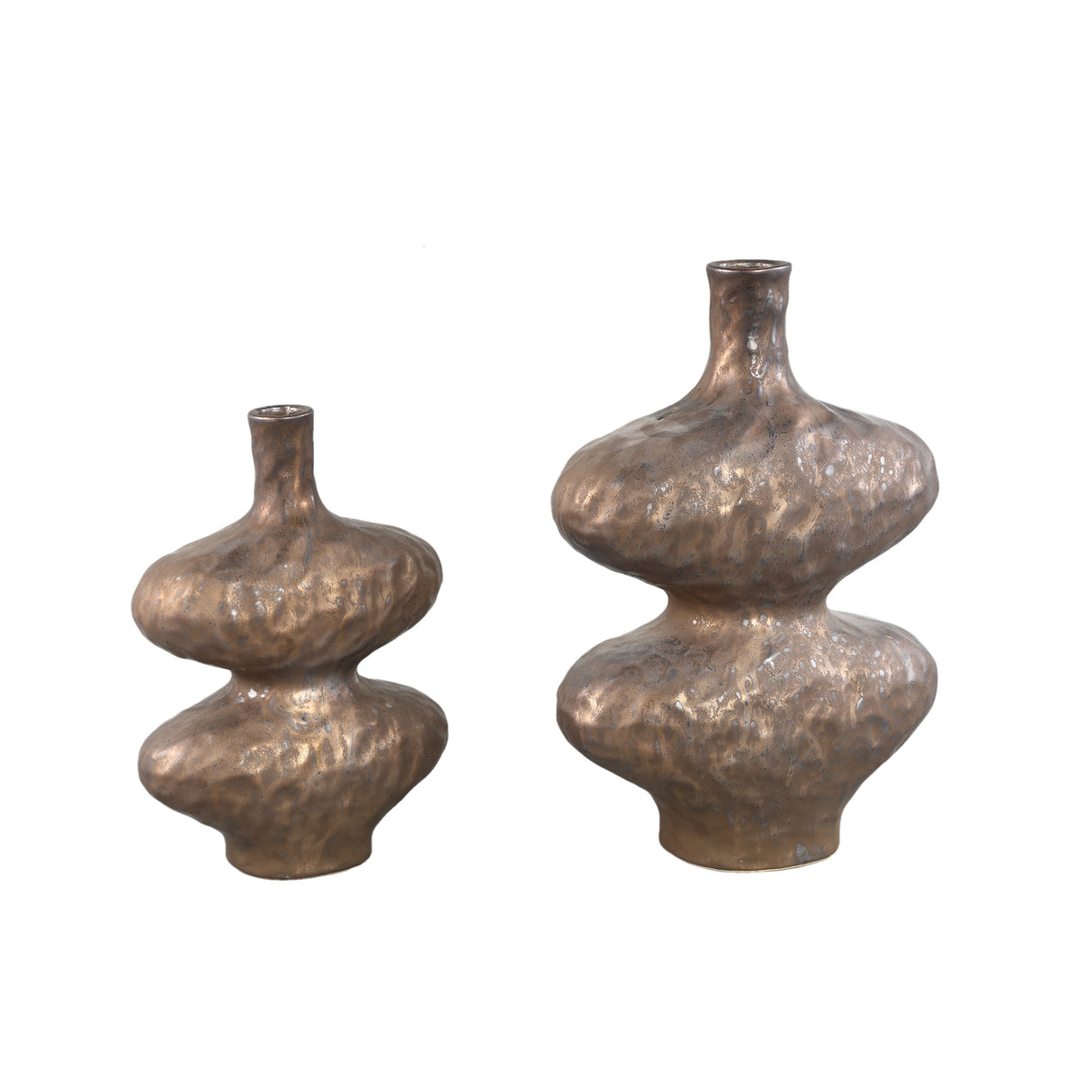Vase - Ceramic Stoneware, Oval Design, Bronze, L - Chelsean | PTMD