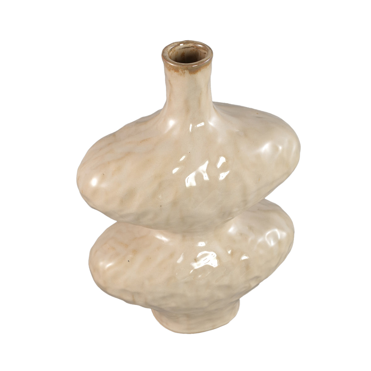 Vase – Ceramic Stoneware, Oval Design, Cream, L – Chelsean | PTMD