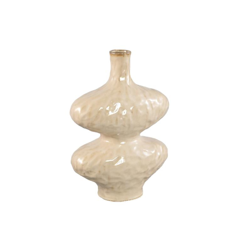 Vase – Ceramic Stoneware, Oval Design, Cream, L – Chelsean | PTMD