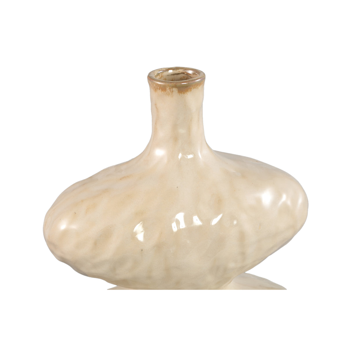 Vase – Ceramic Stoneware, Oval Design, Cream, L – Chelsean | PTMD